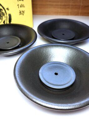 Lin’s Ceramics Studio Teapot Stand Set 3 Dark Matte Ceramic Tea Rests New in Box